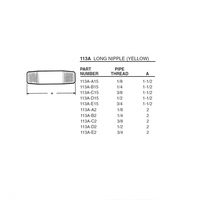 113A-B15 ANDERSON BRASS FITTING<BR>1/4" NPT MALE X 1 1/2" LONG NIPPLE