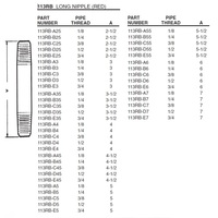 113RB-D5 ANDERSON RED BRASS FITTING<BR>1/2" NPT MALE X 5" LONG NIPPLE