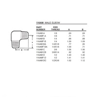 116AM-D ANDERSON BRASS FITTING<BR>1/2" NPT MALE ELBOW