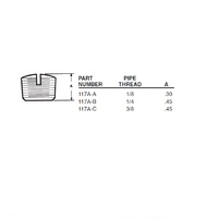 117A-C ANDERSON BRASS FITTING<BR>3/8" NPT MALE HEX COUNTERSUNK PLUG (SLOTTED)