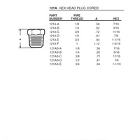 121A-E ANDERSON BRASS FITTING<BR>3/4" NPT MALE HEX HEAD PLUG