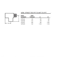 127A-D ANDERSON BRASS FITTING<BR>1/2" NPT MALE/FEMALE STREET TEE