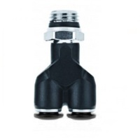 AIGNEP PLASTIC PUSH-IN FITTING&lt;BR&gt;6MM TUBE X 1/4&quot; UNIV MALE BRANCH &quot;Y&quot;