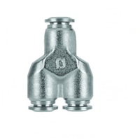 AIGNEP NP BRASS PUSH-IN FITTING&lt;BR&gt;10MM TUBE UNION &quot;Y&quot;