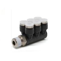 PISCO PLASTIC PUSH-IN FITTING&lt;BR&gt;1/2&quot; TUBE X 1/2&quot; NPT MALE DBL BRANCH UNIVERSAL ELBOW