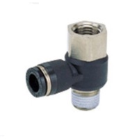PISCO PLASTIC PUSH-IN FITTING&lt;BR&gt;10MM TUBE X 1/4&quot; BSPT MALE/FEMALE UNIVERSAL ELBOW