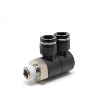 PISCO PLASTIC PUSH-IN FITTING&lt;BR&gt;10MM TUBE X 1/4&quot; BSPT MALE DBL UNIVERSAL ELBOW