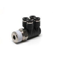 PAW8-02 PISCO PLASTIC PUSH-IN FITTING<BR>8MM TUBE X 1/4" BSPT MALE DBL BRANCH UNIVERSAL ELBOW