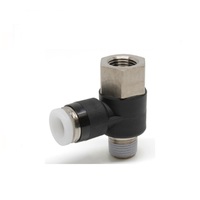 PISCO PLASTIC PUSH-IN FITTING&lt;BR&gt;1/4&quot; TUBE X 1/8&quot; BSPT MALE/FEMALE UNIVERSAL ELBOW