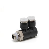 PISCO PLASTIC PUSH-IN FITTING&lt;BR&gt;1/4&quot; TUBE X 1/8&quot; BSPT MALE DBL UNIVERSAL ELBOW