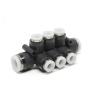 PISCO PLASTIC MANIFOLD PUSH-IN FITTING&lt;BR&gt;3/8&quot; TUBE(2) X 1/4&quot; TUBE(6) DBL TRIPLE UNION BRANCH