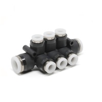 PKVG3/8-1/4 PISCO PLASTIC MANIFOLD PUSH-IN FITTING<BR>3/8" TUBE(2) X 1/4" TUBE(6) DBL TRIPLE UNION BRANCH