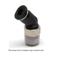PISCO PLASTIC PUSH-IN FITTING&lt;BR&gt;1/4&quot; TUBE X 1/8&quot; NPT MALE 45DEG ELBOW
