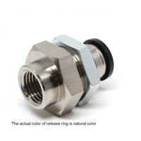 PISCO PLASTIC PUSH-IN FITTING&lt;BR&gt;1/2&quot; TUBE X 1/4&quot; NPT FEMALE BULKHEAD