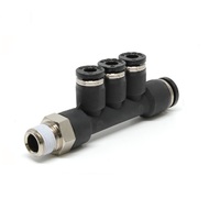 PKD8-6-02 PISCO PLASTIC MANIFOLD PUSH-IN FITTING<BR>1/4" BSPT MALE X 8MM TUBE 6MM TUBE(3) TRIPLE BRANCH TEE