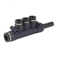 PKJ8-6 PISCO PLASTIC MANIFOLD PUSH-IN FITTING<BR>8MM PLUG-IN X 8MM TUBE X 6MM(3) TUBE TRIPLE TEE