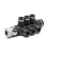 PISCO PLASTIC MANIFOLD PUSH-IN FITTING&lt;BR&gt;3/8&quot; BSPT MALE X 10MM TUBE X 6MM TUBE(6) TRIPLE BRANCH