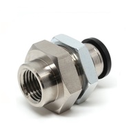 PISCO PLASTIC PUSH-IN FITTING&lt;BR&gt;10MM TUBE X 1/4&quot; BSPT FEMALE BULKHEAD