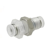 PPMP-6 PISCO PLASTIC PUSH-IN FITTING<BR>6MM TUBE UNION BULKHEAD (FIXED)