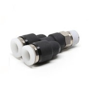 PISCO PLASTIC PUSH-IN FITTING&lt;BR&gt;1/2&quot; TUBE X 1/4&quot; NPT MALE BRANCH &quot;Y&quot;
