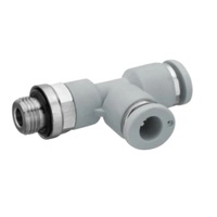 R432000096 NUMATICS/AVENTICS PLASTIC PUSH-IN FITTING<BR>1/4" TUBE X 10/32" UNF MALE RUN TEE (OVAL)