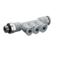 R432000111 NUMATICS/AVENTICS PLASTIC PUSH-IN FITTING<BR>1/4" NPT MALE X 5/16" TUBE X 1/4" TUBE(3) TRIPLE BRANCH TEE (OVAL)