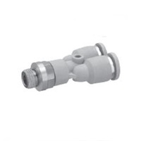 R432000489 NUMATICS/AVENTICS PLASTIC PUSH-IN FITTING<BR>1/2" TUBE X 3/8" NPT MALE BRANCH "Y" (OVAL)