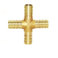 X3 MEM-CO BRASS FITTING<BR>1/8" BARB UNION CROSS