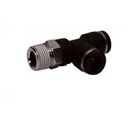 PISCO PLASTIC PUSH-IN FITTING&lt;BR&gt;10MM TUBE X 1/4&quot; BSPT MALE RUN TEE