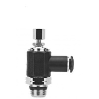AIGNEP PLASTIC FLOW CONTROL&lt;BR&gt;8MM TUBE X 1/8&quot; UNIV MALE METER OUT, KNOB ADJ