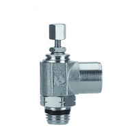 AIGNEP NP BRASS FLOW CONTROL&lt;BR&gt;3/8&quot; TUBE X 3/8&quot; UNIV MALE METER OUT, KNOB ADJ