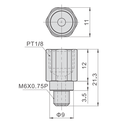 AIRTAC LINEAR RAIL PARTS&lt;br&gt;BEARING GREASE STRIAGHT NIPPLE M6 TO 1/8&quot;PT, FOR BEARING SERIES 20, 25, 30, &amp; 35