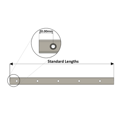 LSH15RLX340-S20-N-D AIRTAC LSH 15MM SERIES RAIL<br>NORMAL ACCURACY, 20MM END TO FIRST HOLE, CUT TO LENGTH OF 340MM