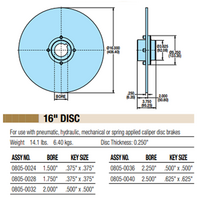 08050040 TOLOMATIC FIXED HUB DISC ASSEMBLY, 16" DISC DIAMETER, 2.5" BORE, 0.25" THICKNESS