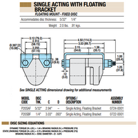 07240001 TOLOMATIC PNEUMATIC CALIPER BRAKE, SINGLE ACTING, FLOATING MOUNT - FIXED DISC, 5/32" THICK (P20SAF)