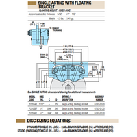 07330220 TOLOMATIC PNEUMATIC CALIPER BRAKE, SINGLE ACTING, FLOATING MOUNT - FIXED DISC, 1/2" THICK (P220SEF)