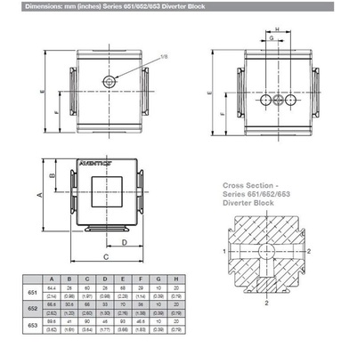 G652AD004T10100 NUMATICS/AVENTICS DIVERTER BLOCK<BR>652 SERIES 1/2" G, SIDE BRKS