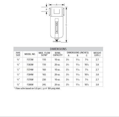 F376M ARROW MID FLOW PARTICULATE FILTER<BR>3/4" NPT, 40MIC, MB