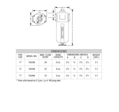 F654 ARROW ADSORBER FILTER<BR>1/2" NPT, CHARCOAL WRAP, 200PSI, MB