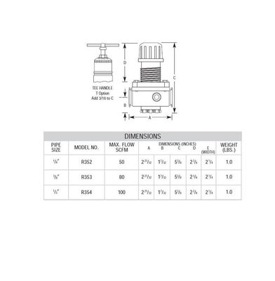 R352P ARROW REGULATOR<BR>1/4" NPT 5-125 PSI