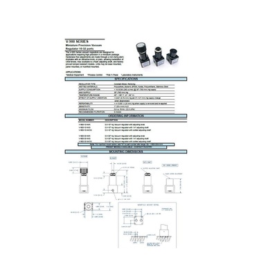 V-900-30-W/K AIRTROL PRECISION VACUUM REGULATOR<BR>0-30" HG ADJ. KNOB 10/32" UNF PORTS