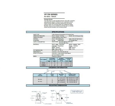 VP-700-30-PT AIRTROL VACUUM AIR-VALVE SWITCH<BR>1/8" NPT 2-30PSI NYLON NO PIPE THREAD