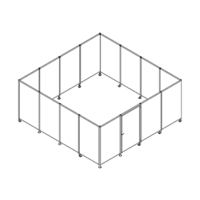 M-10351-P-16X16-0 ROBOTIC PERIMETER INDUSTRIAL GUARDING PREMADE CELL, 1/4" CLEAR POLYCARBONATE, 16'X16'