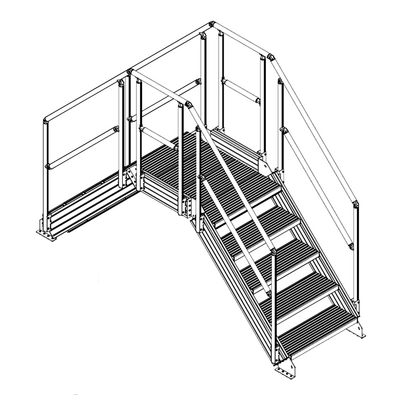 M-10353-45-1040-0735-0965-XX STAIRS & CROSSOVER - 45-DEG STAIRS X 1040MM PLATFORM X 735MM WIDE X 965MM CLEARANCE