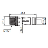 C12.4-10.32 ELCO SINGLE ENDED MICRO CABLE, 4 PIN M12 MALE STRAIGHT PVC BLACK 22 AWG 10M