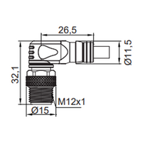 CB12.5-10.32 ELCO SINGLE ENDED MICRO CABLE, 5 PIN M12 MALE ELBOW PVC BLACK 22 AWG 10M