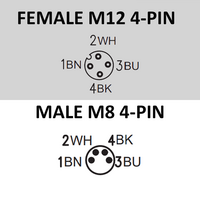 CBO12.4-2.22-C8.4/P ELCO DOUBLE ENDED PATCH CABLE 4 PIN M12 X M8 F/M ELB/STR 2M PUR BLACK 24 AWG