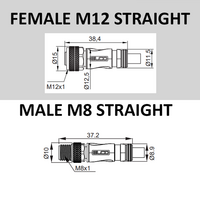 CO12.3-2.23-C8.3/P ELCO DOUBLE ENDED PATCH CABLE 3 PIN M12 X M8 F/M STRAIGHT 2M PUR YELLOW 24 AWG