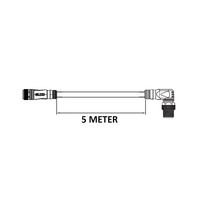 CO12.5-5.32-CB12.5/P ELCO DOUBLE ENDED PATCH CABLE, 5 PIN M12 F/M STR/ELB 5M PUR BLACK 22 AWG