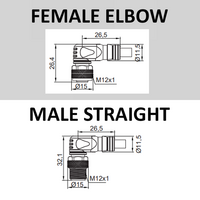 CBO12.4-2.33-CB12.4/P ELCO DOUBLE ENDED PATCH CABLE, 4 PIN M12 F/M ELBOW 2M PUR YELLOW 22 AWG